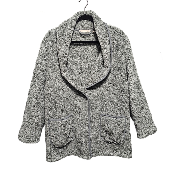 Soft Surroundings Most Wonderful Cardi Womens Size Medium Grey Sherpa - Picture 1 of 10